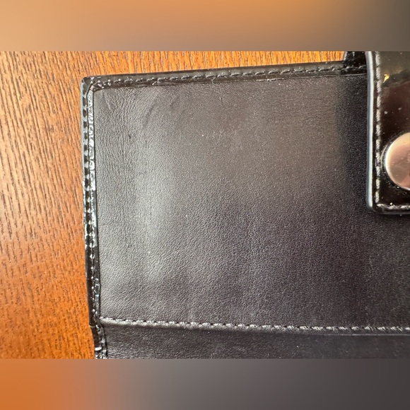 Coach Signature Black Canvas Slim Wallet W/ Patent Leather Trim - Picture 8 of 15